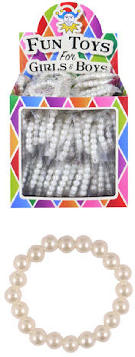 120 STUKS | Parel Witte Kinder Armbanden in Traktatiebox (Traktatie / Uitdeelcadeautjes)